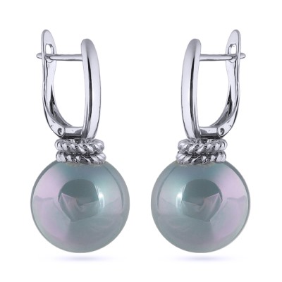 Серьги (Майорка 16мм голубая; покрытие родий), Есть комплект