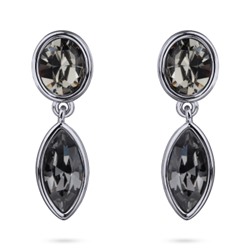 Серьги Эйва (кристаллы SW серые, темно-серые; покрытие родий), Есть комплект