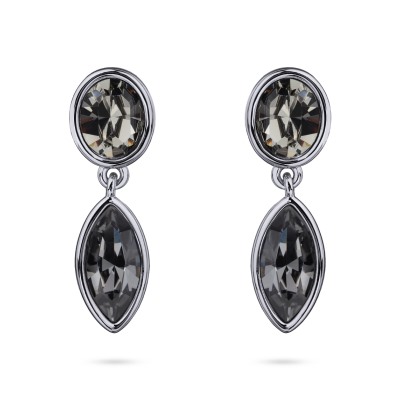 Серьги Эйва (кристаллы SW серые, темно-серые; покрытие родий), Есть комплект