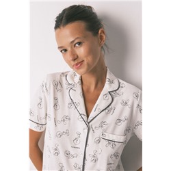 Pijama camisero largo 100% algodón blanco Piolín