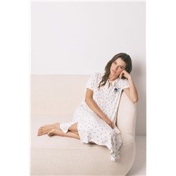 Camisón holgado midi canalé blanco Mafalda