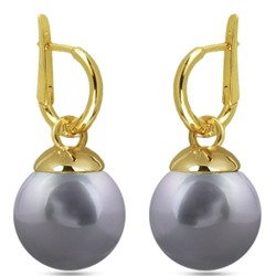 Серьги (Майорка 14мм серо-голубая; покрытие золото), Есть комплект