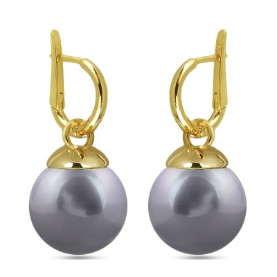 Серьги (Майорка 14мм серо-голубая; покрытие золото), Есть комплект