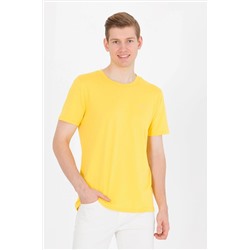 Erkek Koyu Sarı Basic Bisiklet Yaka Tişört