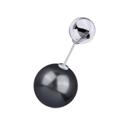 Брошь Просекко (бусина16мм, жемчуг20мм, темно-серый; покрытие родий), Есть комплект