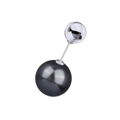 Брошь Просекко (бусина16мм, жемчуг20мм, темно-серый; покрытие родий), Есть комплект