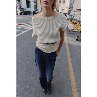 ASYMMETRIC WOOL TOP WITH BELT