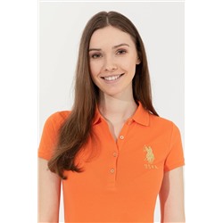 Kadın Turuncu Basic Polo Yaka Tişört