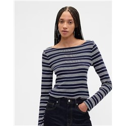 Modern Ribbed Boatneck T-Shirt