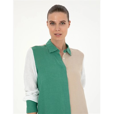Yeşil Keten Comfort Fit Tunik