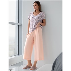 Укороченные широкие брюки кюлоты на резинке из 100% хлопка