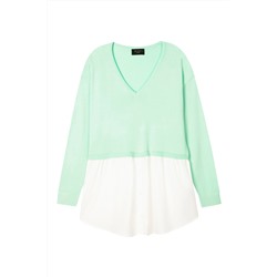 Jersey efecto doble prenda Verde agua y blanco