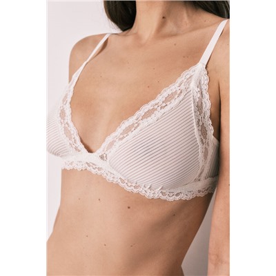 Sujetador triangular microfibra y encaje blanco NATURAL