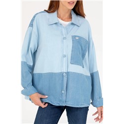 Kadın Mavi Jean Gömlek