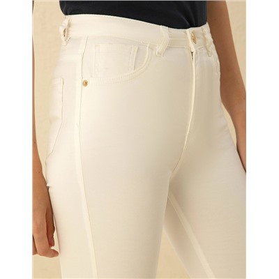 Ekru Skinny Fit Pantolon
