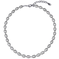 Колье (жемчуг серый 6мм; покрытие родий) 42-48см, Есть комплект