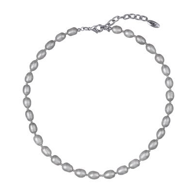 Колье (жемчуг серый 6мм; покрытие родий) 42-48см, Есть комплект