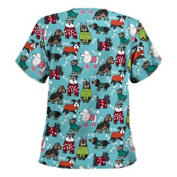 UA Best Dressed Pooch Amazing Aqua Print Scrub Top