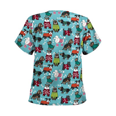 UA Best Dressed Pooch Amazing Aqua Print Scrub Top