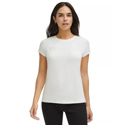 CALVIN KLEIN Women's Metallic Logo Crewneck T-Shirt