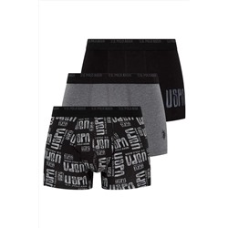 U.S. Polo Assn. Erkek Antrasit Melanj - Siyah - Gri Melanj 3 Lü Boxer