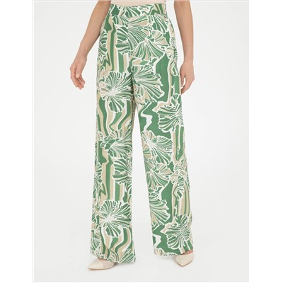 Yeşil Yüksek Bel Wideleg Pantolon