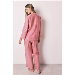 Pijama largo satinado rosa