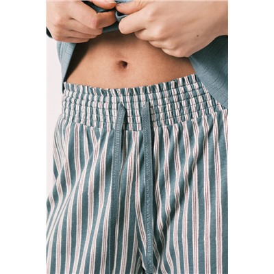 Pijama largo verde estampado rayas