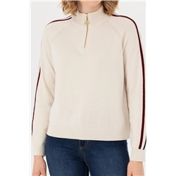 Kadın Krem V - Yaka Kazak