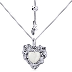 Кулон Страсть (смола белая; покрытие родий) 85см, Есть комплект