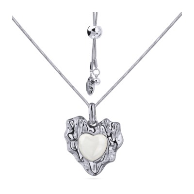 Кулон Страсть (смола белая; покрытие родий) 85см, Есть комплект