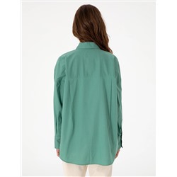 Yeşil Oversize Uzun Kollu Gömlek