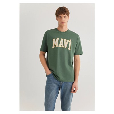 Mavi Logo Baskılı Yeşil Tişört Loose Fit / Bol Rahat Kesim 0611711-81570