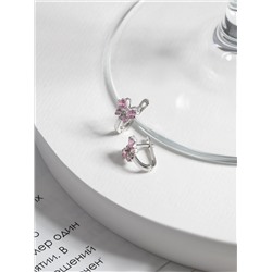 Серьги детские из серебра с фианитами родированные 925 пробы 402131-007