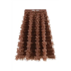 Falda evasé de talle alto Marrón