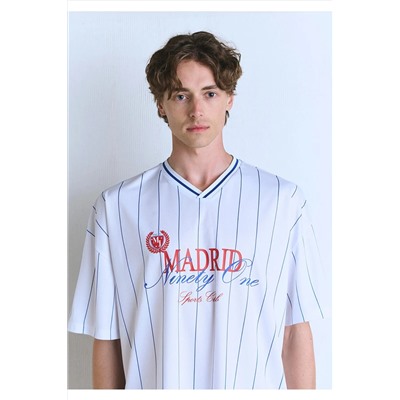 Mavi Madrid Baskılı Beyaz Forma Tişört Oversize / Geniş Kesim 0612779-620
