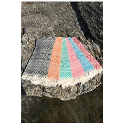 Denizli Concept Siyah Kilim Peştamal - %100 Pamuk Çift Yüz Jakarlı Plaj Havlusu