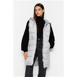 TRENDYOL MODEST Gri Kapüşonlu Cep Detaylı Şişme Yelek TCTAW23YL00005