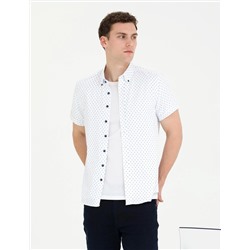 Açık Lacivert Slim Fit Kısa Kollu Gömlek