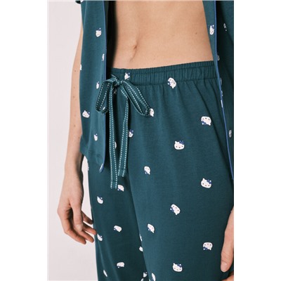 Pijama camisero Hello Kitty algodón manga corta