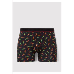 Mavi Baskılı Siyah Boxer 0911822-900