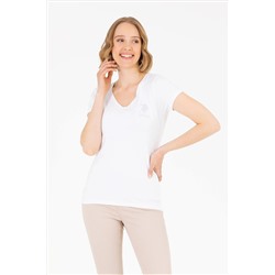 Kadın Beyaz V - Yaka Basic Tişört