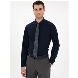 Lacivert Slim Fit Uzun Kollu Basic Gömlek