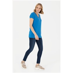 Kadın Saks Basic Tişört