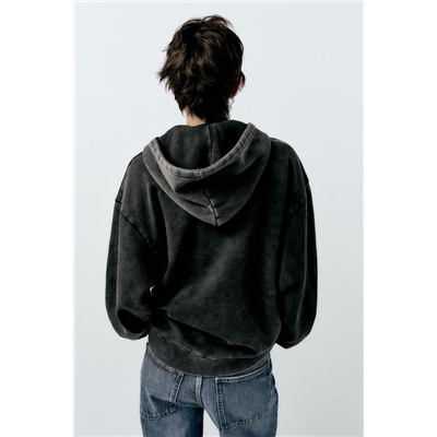 FADED-EFFECT RING HOODIE