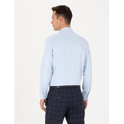 Açık Mavi Regular Fit Uzun Kollu Basic Gömlek