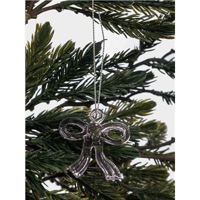 Игрушка елочная, 5 см, стекло, розовая, Бантик, Event