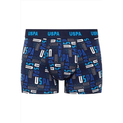 U.S. Polo Assn. U.S. Polo Assn. Erkek 3'lü Boxer Seti - Lacivert Mavi ve Baskılı Pamuklu İç Giyim