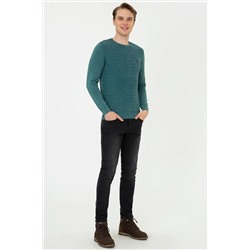 Erkek Yeşil Basic Kazak