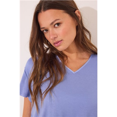 Pijama Capri manga corta azul viscosa